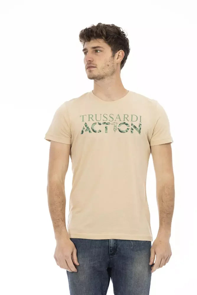 Trussardi Action Beige Cotton Men T-Shirt - T-Shirts