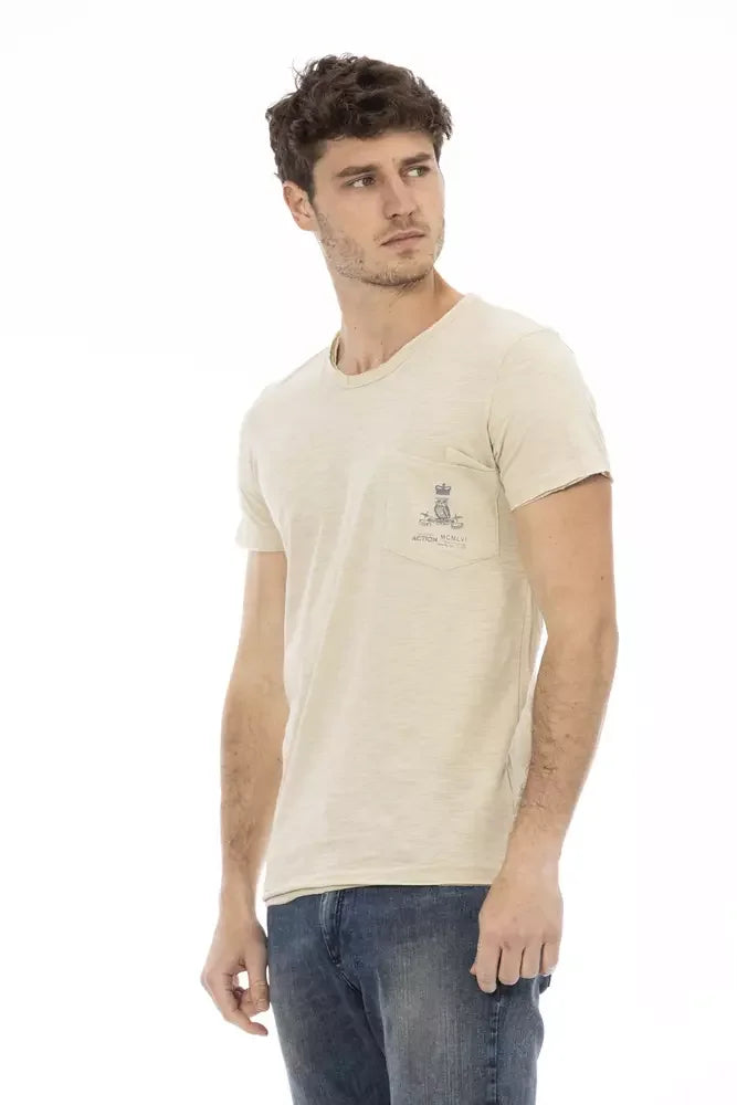 Trussardi Action Beige Cotton Men T-Shirt - XL - T-Shirts