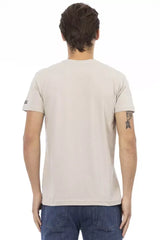Trussardi Action Beige Cotton Men V-neck T-shirt - T-Shirts