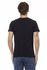 Trussardi Action Black Cotton Men V-Neck T-Shirt - T-Shirts