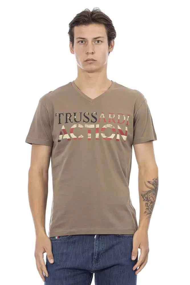Trussardi Action Brown Cotton Men T-Shirt - T-Shirts