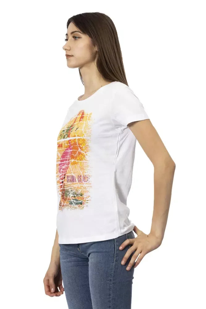 Trussardi Action Chic White Tee with Graphic Flair - T-Shirts