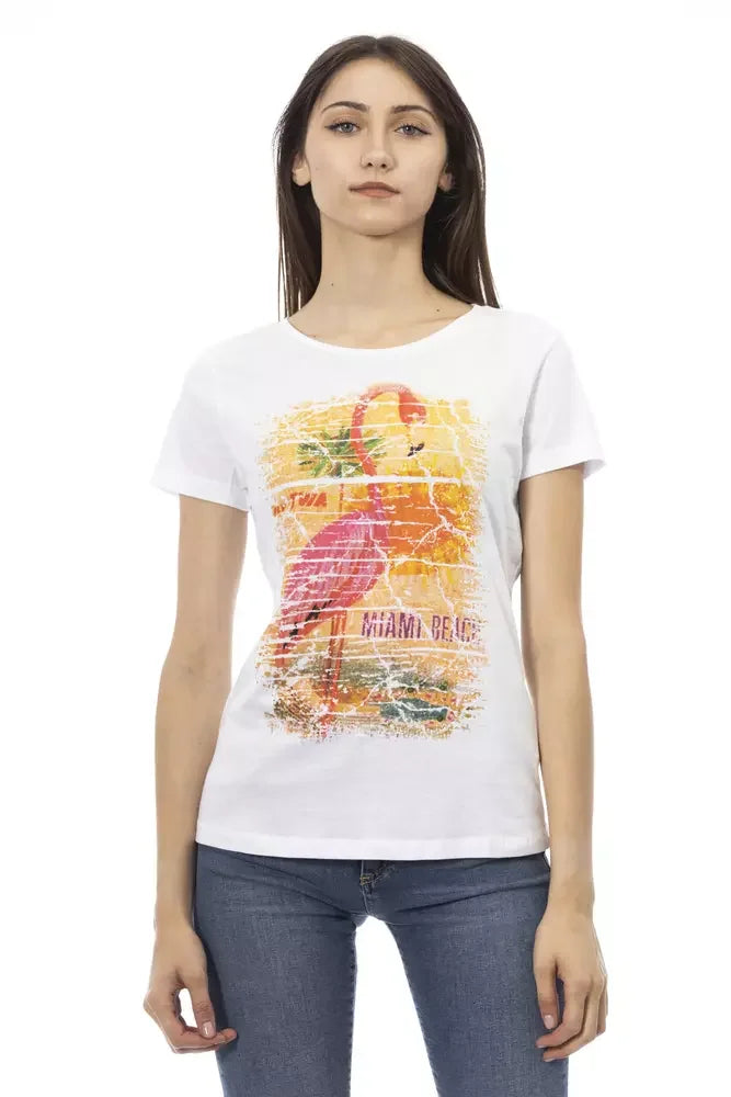 Trussardi Action Chic White Tee with Graphic Flair - T-Shirts