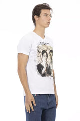 Trussardi Action Elegant V-Neck Designer Tee with Chic Front Print - T-Shirts