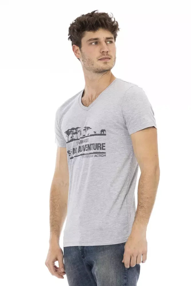 Trussardi Action Gray Cotton Men T-Shirt - T-Shirts
