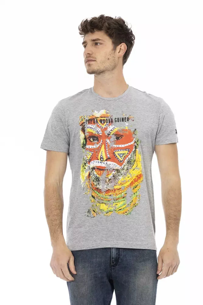 Trussardi Action Gray Cotton Men T-Shirt - T-Shirts