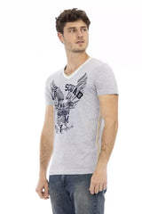 Trussardi Action Gray Cotton Men T-Shirt - T-Shirts