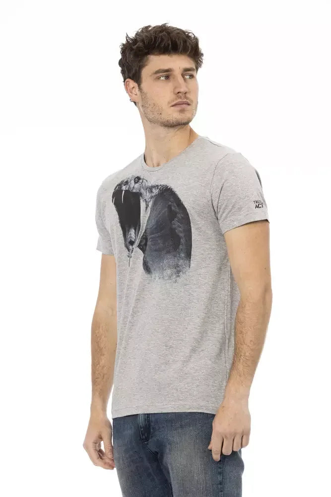 Trussardi Action Gray Cotton Men T-Shirt - T-Shirts