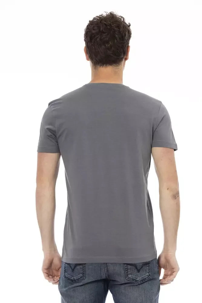Trussardi Action Gray Cotton Men T-Shirt - T-Shirts