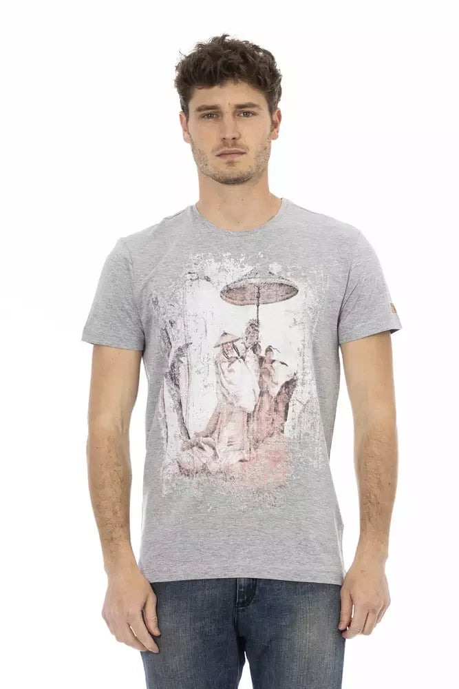 Trussardi Action Gray Cotton Men T-Shirt - T-Shirts