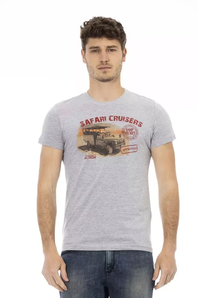 Trussardi Action Gray Cotton Men T-Shirt - T-Shirts