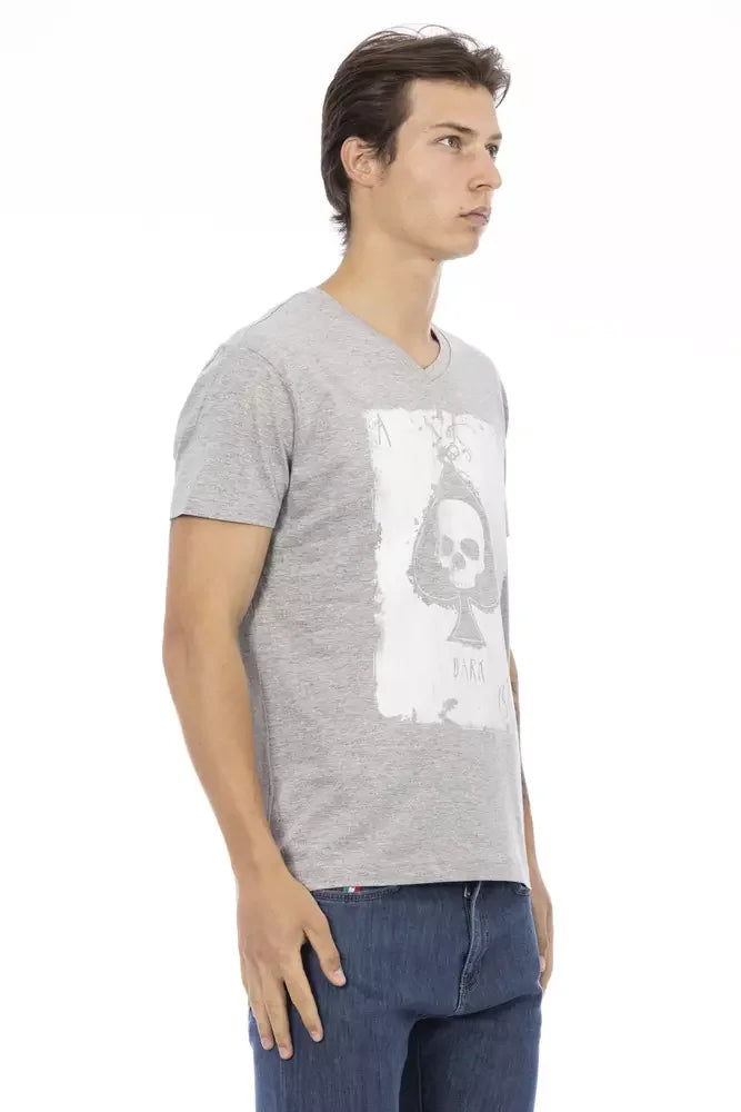 Trussardi Action Gray Cotton Men T-Shirt - T-Shirts