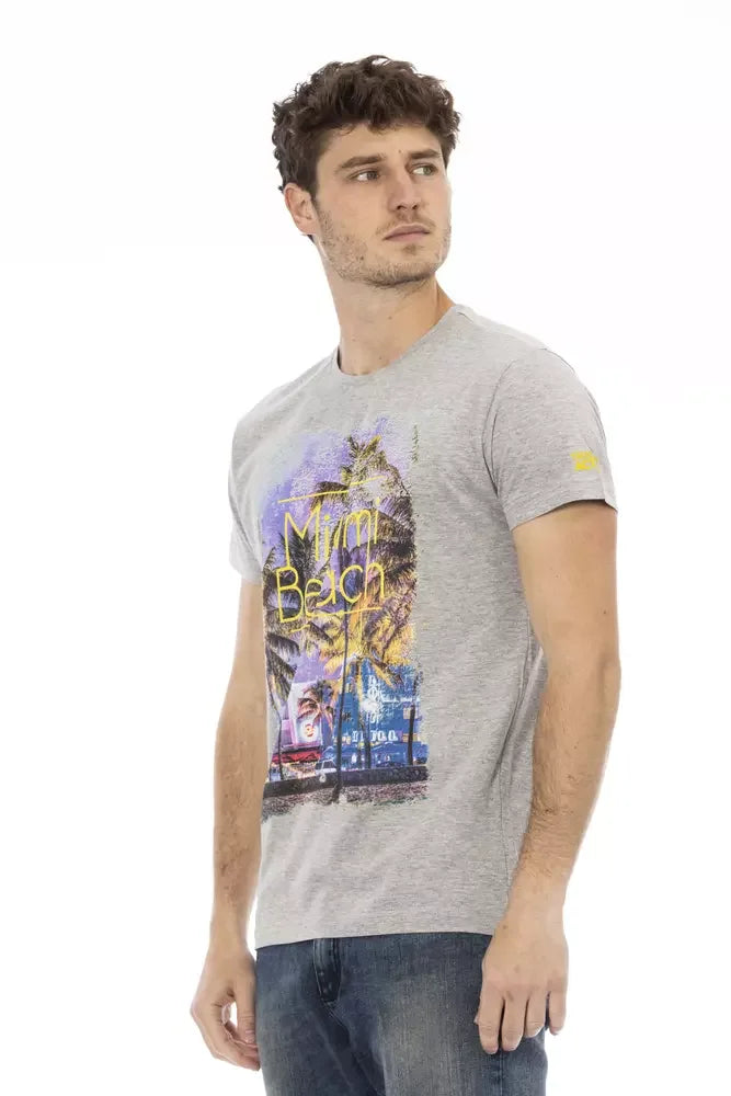 Trussardi Action Gray Cotton Men T-Shirt - T-Shirts