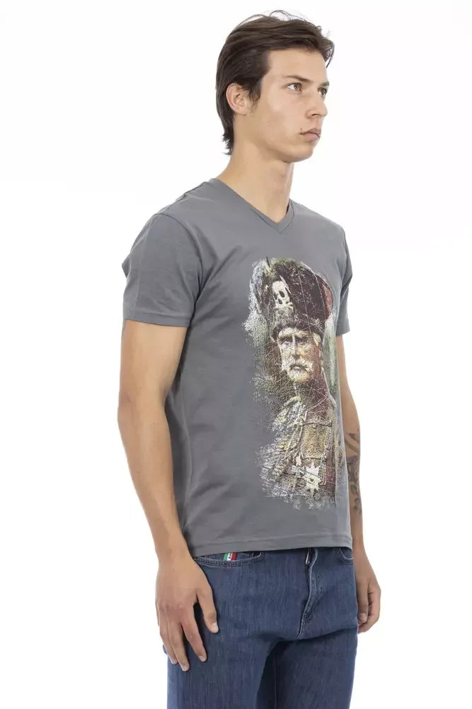 Trussardi Action Gray Cotton Men T-Shirt - T-Shirts