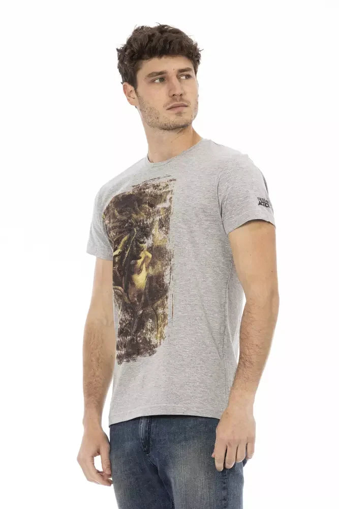 Trussardi Action Gray Cotton Men T-Shirt - T-Shirts