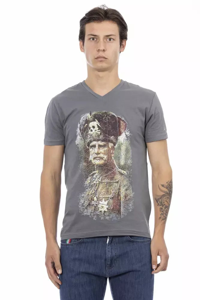 Trussardi Action Gray Cotton Men T-Shirt - T-Shirts