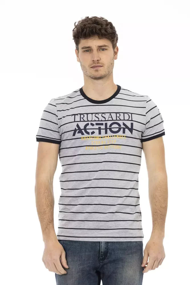 Trussardi Action Gray Cotton Men T-Shirt - T-Shirts