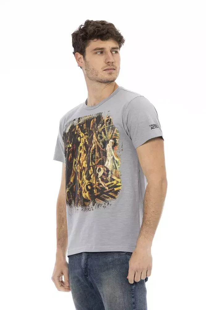 Trussardi Action Gray Cotton Men T-Shirt - T-Shirts