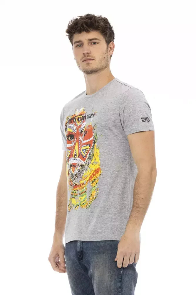 Trussardi Action Gray Cotton Men T-Shirt - T-Shirts