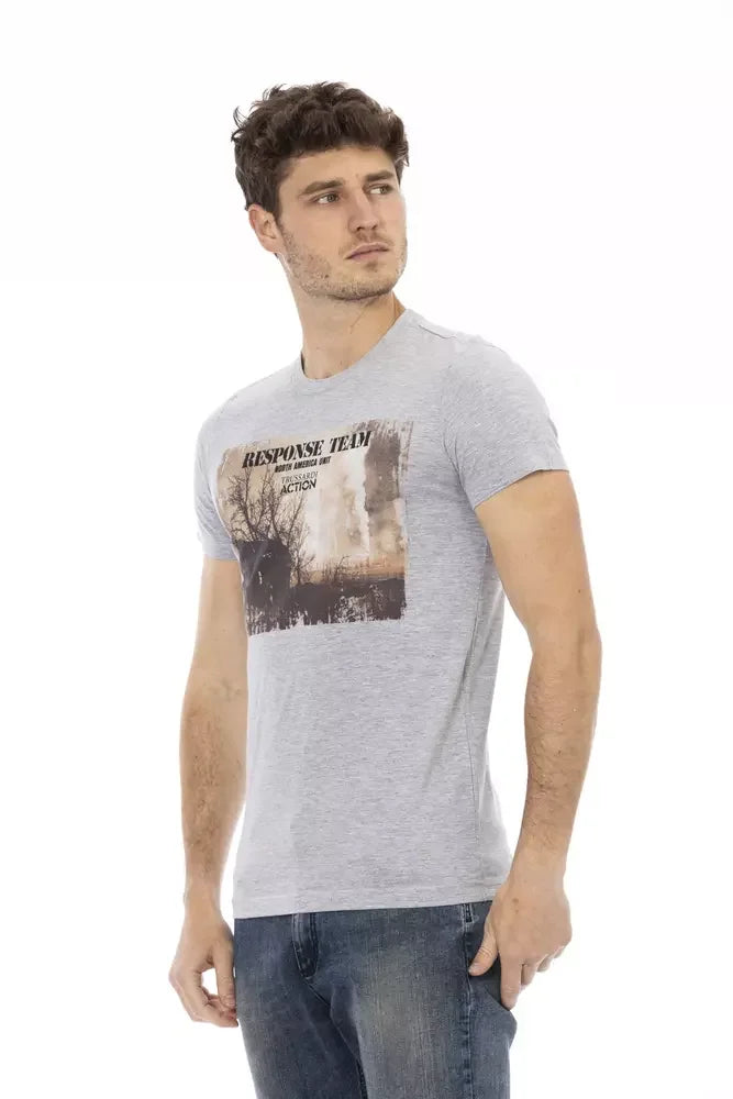 Trussardi Action Gray Cotton Men T-Shirt - T-Shirts