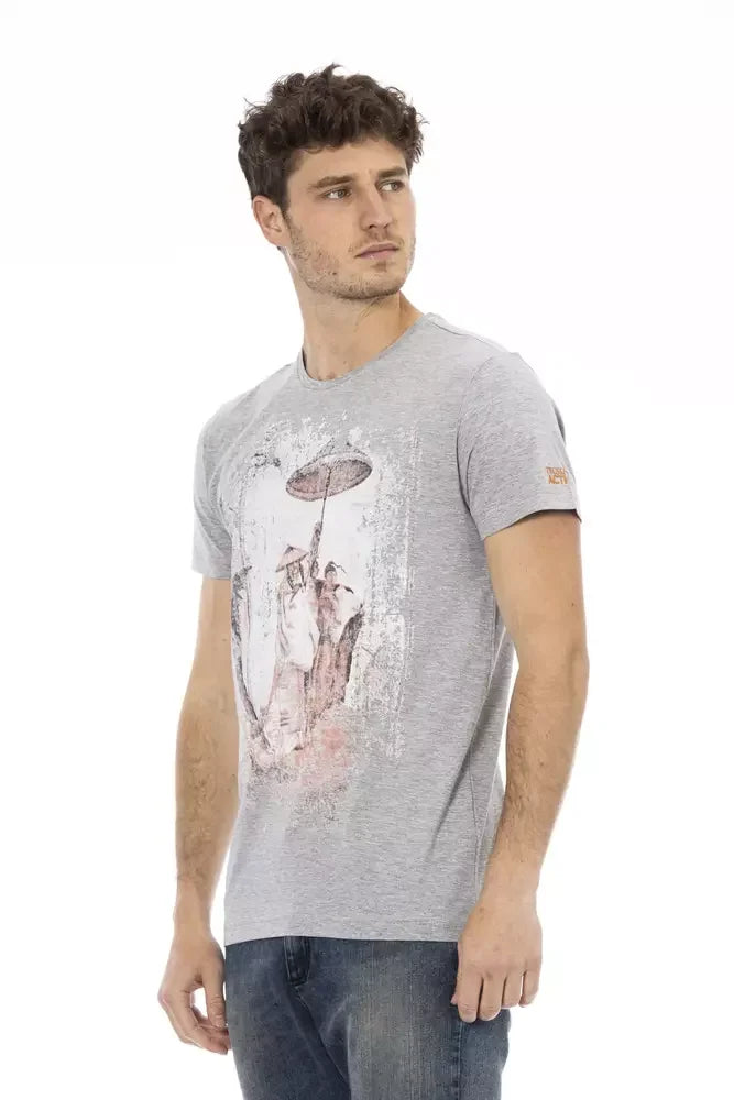 Trussardi Action Gray Cotton Men T-Shirt - T-Shirts
