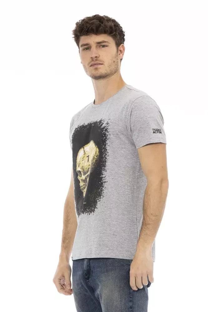 Trussardi Action Gray Cotton Men T-Shirt - T-Shirts