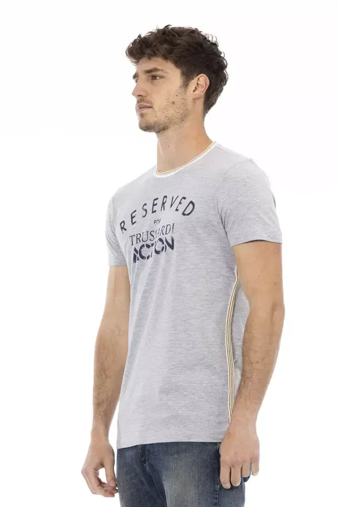 Trussardi Action Gray Cotton Men T-Shirt - T-Shirts