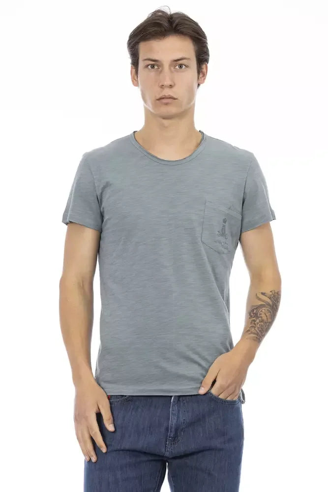 Trussardi Action Gray Cotton Men T-Shirt - T-Shirts