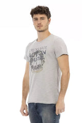 Trussardi Action Gray Cotton Men T-Shirt - T-Shirts