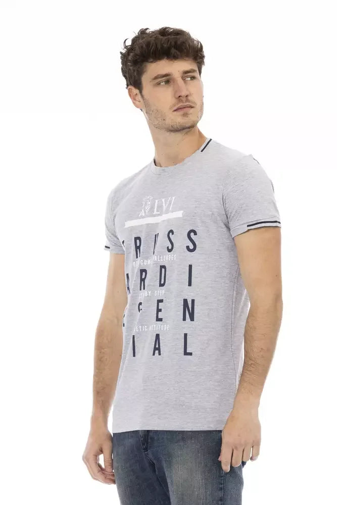 Trussardi Action Gray Cotton Men T-Shirt - XL - T-Shirts