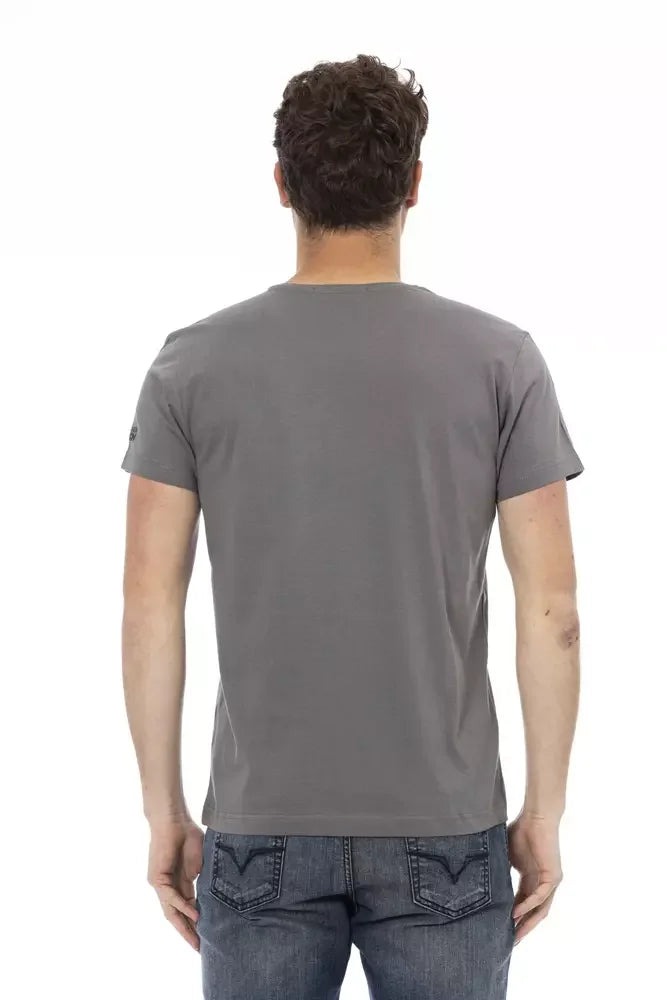 Trussardi Action Gray Cotton Men’s T-Shirt - T-Shirts