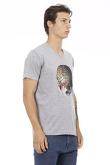 Trussardi Action Gray Cotton Men’s T-Shirt - T-Shirts