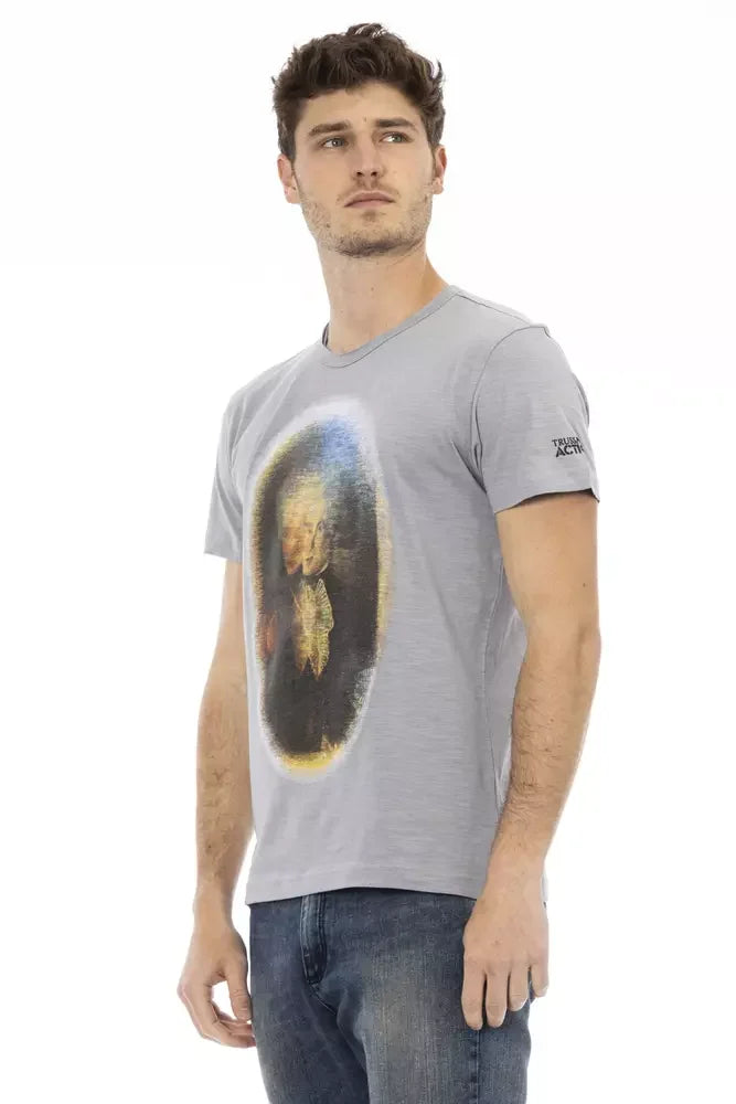 Trussardi Action Gray Cotton Men’s T-Shirt - T-Shirts