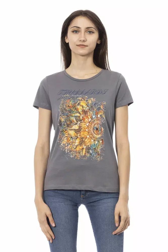 Trussardi Action Gray Cotton Women T-Shirt - S - T-Shirts