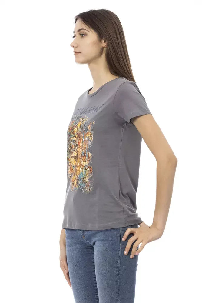 Trussardi Action Gray Cotton Women T-Shirt - S - T-Shirts