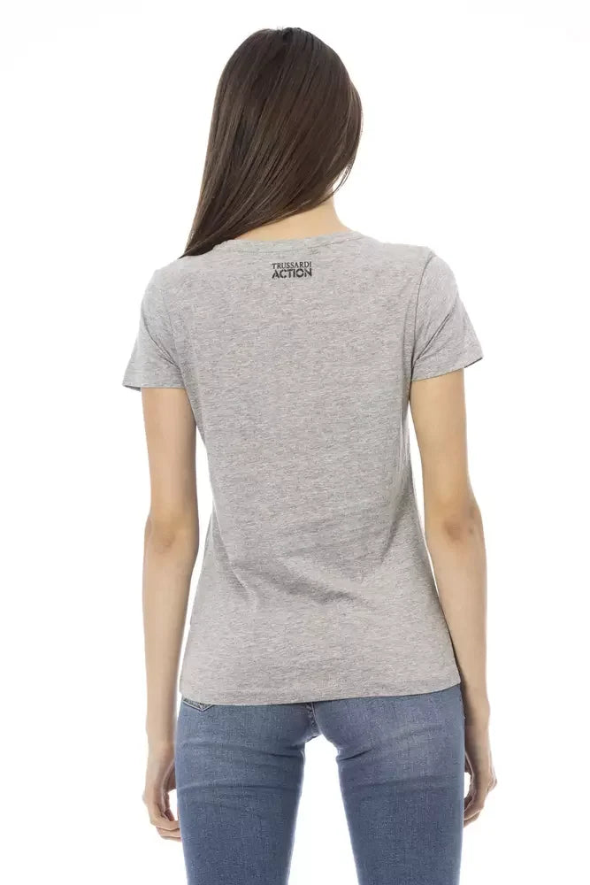 Trussardi Action Gray Cotton Women T-Shirt - T-Shirts