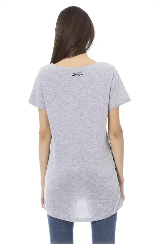 Trussardi Action Gray Cotton Women T-Shirt - T-Shirts