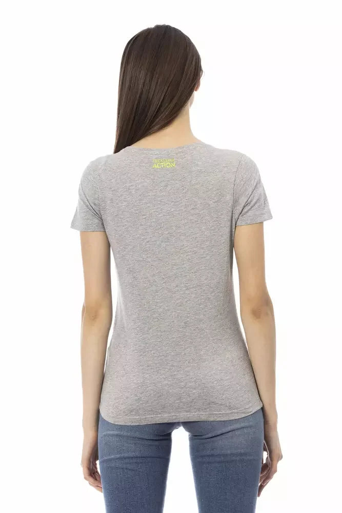 Trussardi Action Gray Cotton Women T-Shirt - T-Shirts