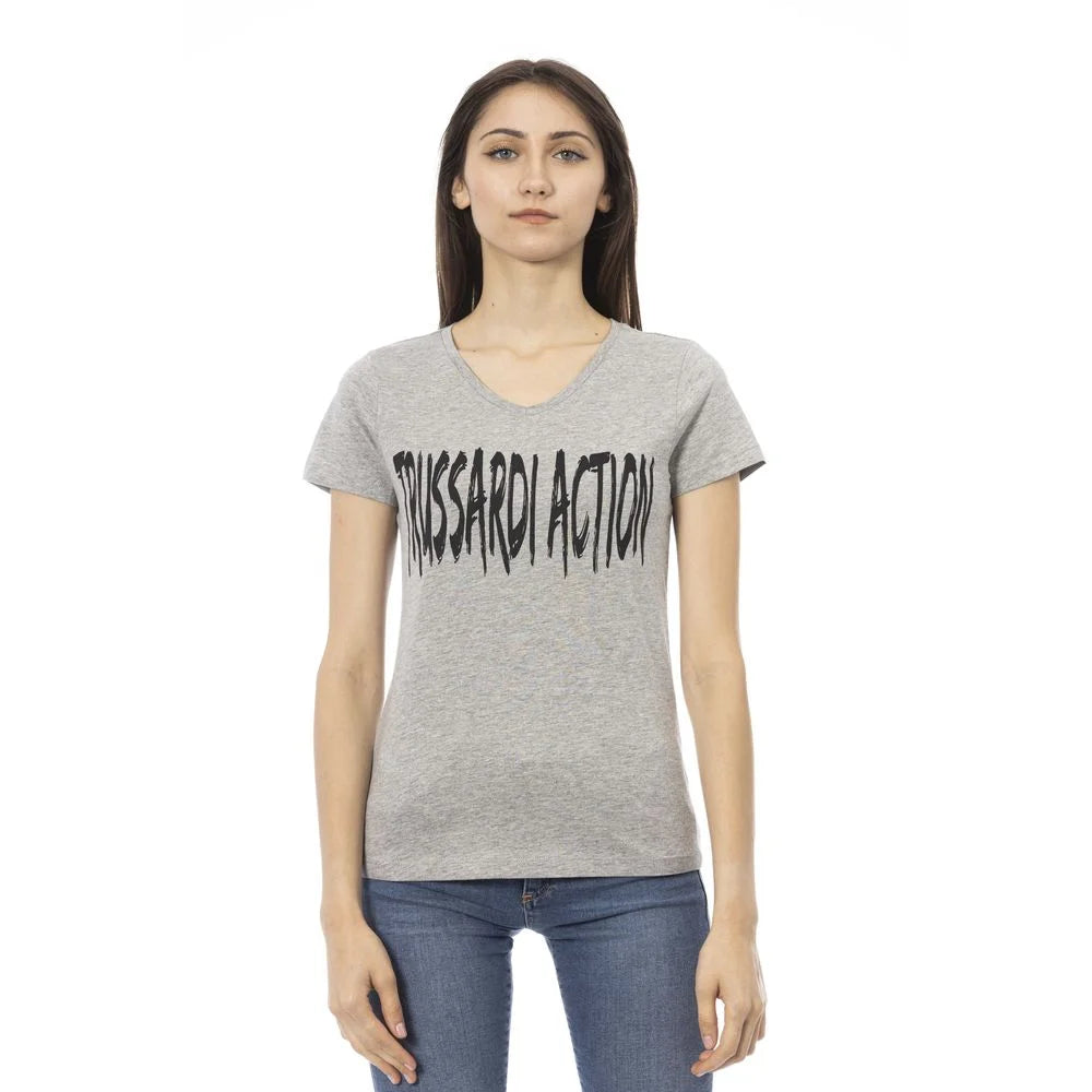 Trussardi Action Gray Cotton Women T-Shirt - T-Shirts