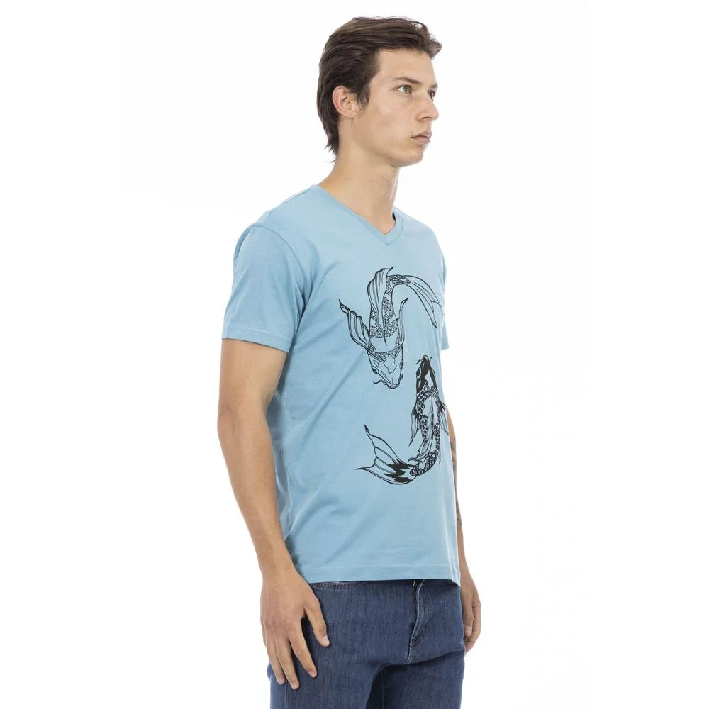 Trussardi Action Light Blue Cotton Men T-Shirt - T-Shirts
