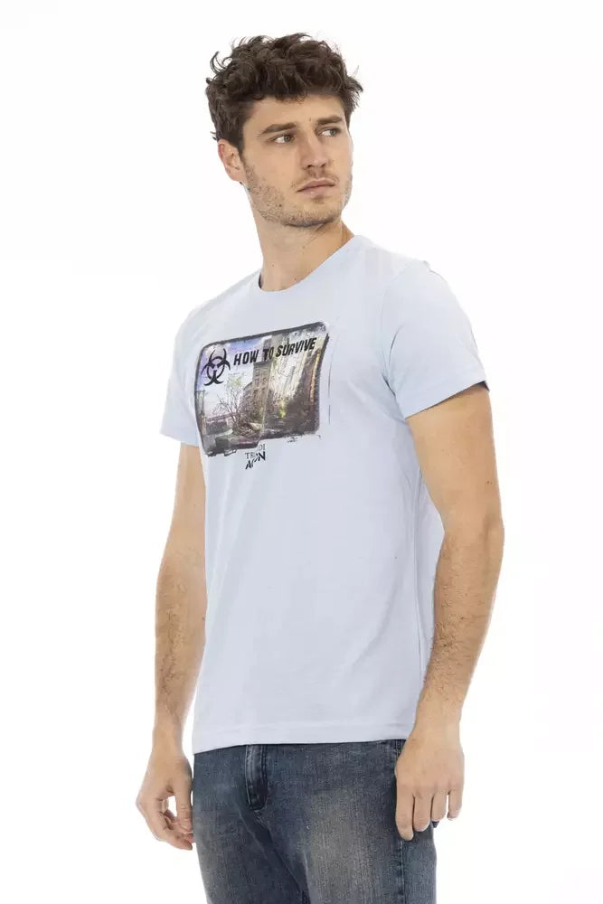 Trussardi Action Light Blue Cotton Men’s T-Shirt - T-Shirts
