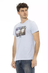 Trussardi Action Light Blue Cotton Men’s T-Shirt - T-Shirts