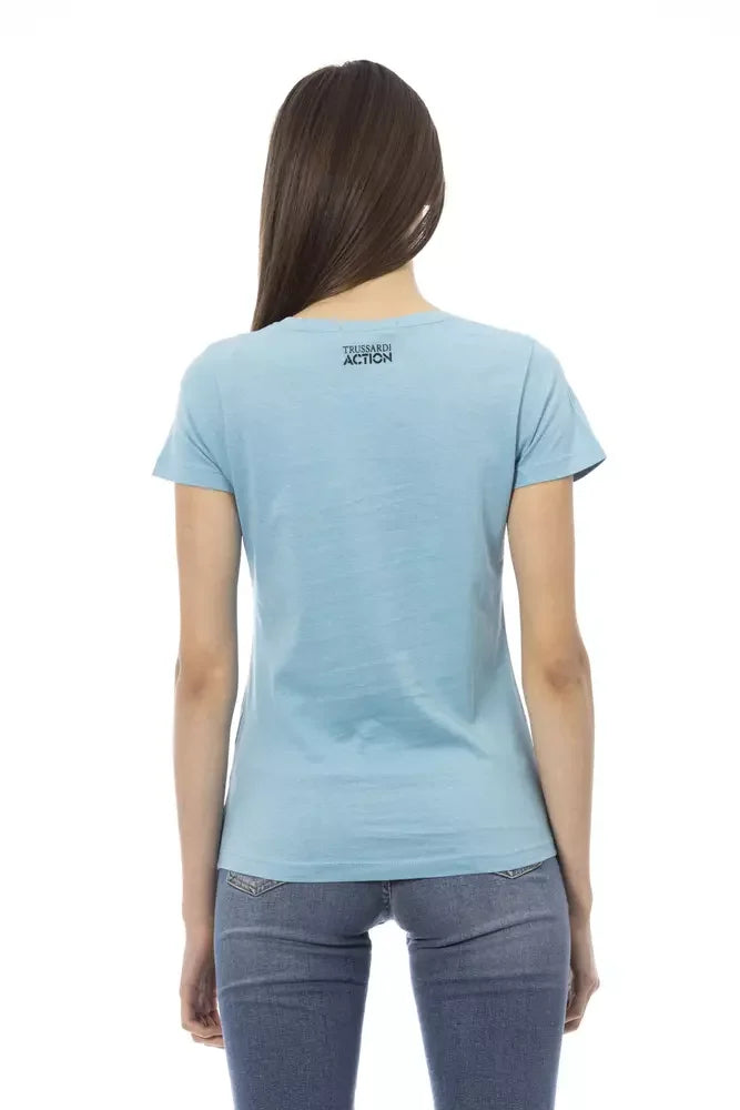 Trussardi Action Light Blue Cotton Women T-Shirt - S - T-Shirts