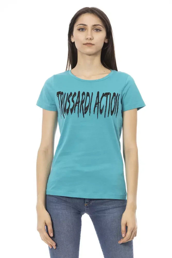 Trussardi Action Light Blue Cotton Women T-Shirt - T-Shirts