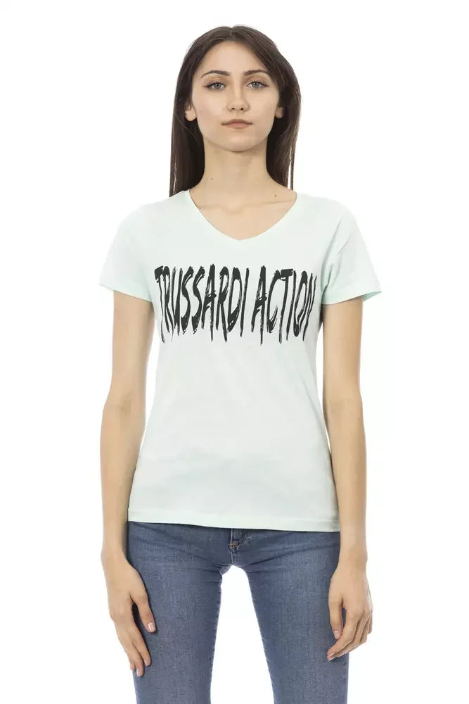 Trussardi Action Light Blue Cotton Women Top - T-Shirts