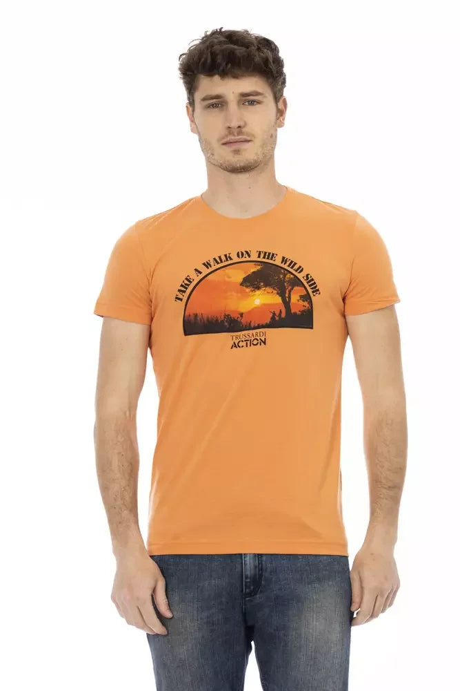 Trussardi Action Orange Cotton Men T-Shirt - T-Shirts