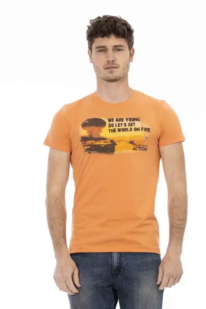 Trussardi Action Orange Cotton Men T-Shirt - T-Shirts