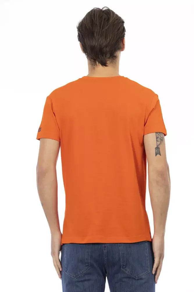 Trussardi Action Orange Cotton Men V-Neck T-Shirt - T-Shirts