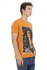 Trussardi Action Orange Cotton Men’s V-Neck T-Shirt - T-Shirts
