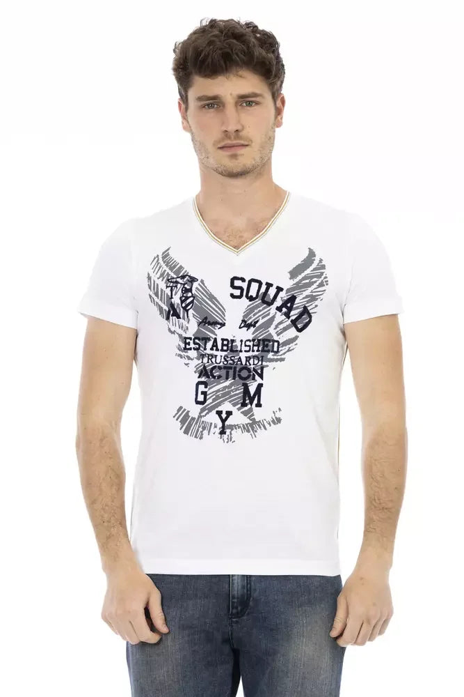 Trussardi Action White Cotton Men T-Shirt - T-Shirts